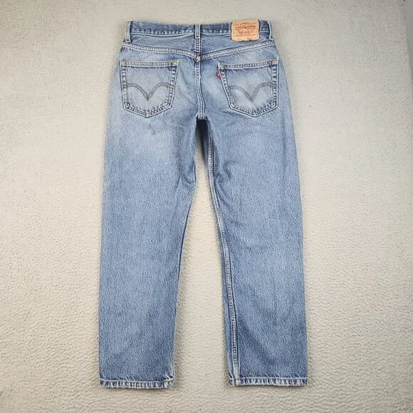 Levis Jeans Mens 34x30 Blue Denim Straight Leg 505 Mid Rise Classic American - Picture 12 of 15